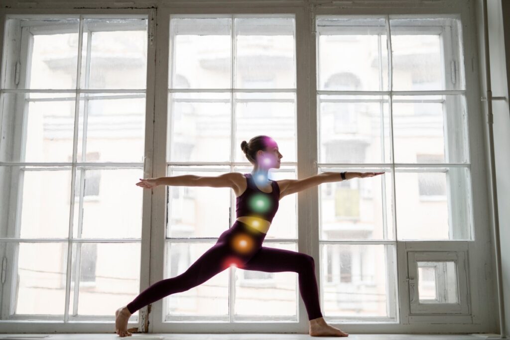 Young Woman Meditating With Chakras Her Body 1 1024x683